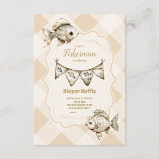 リトルフィッシャーマン魚釣りおむつラッフル エンクロージャーカード (正面)