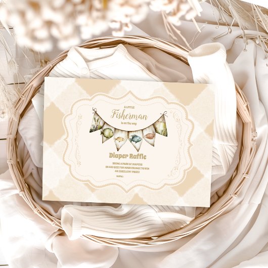 リトルフィッシャーマン魚釣りおむつラッフル エンクロージャーカード