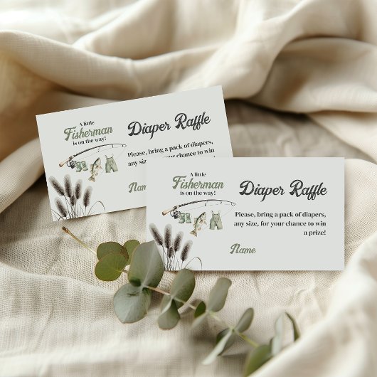 リトルフィッシャーマン魚釣りベビーシャワーおむつラッフル エンクロージャーカード
