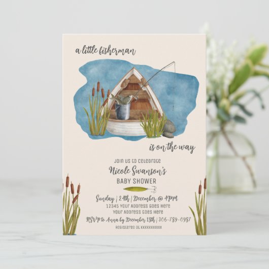 リトルフィッシャーマン魚釣りベビーシャワー招待状 招待状 (スタンド正面)