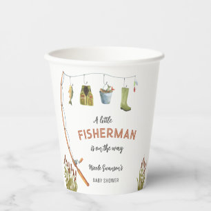 リトルフィッシャーマン魚釣りベビーシャワー紙カップ 紙コップ