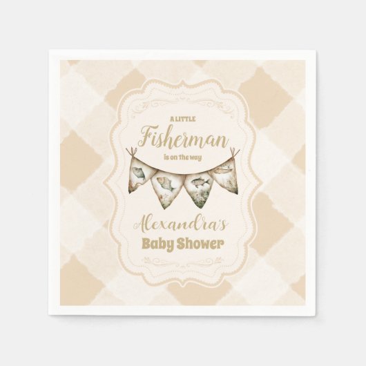 リトルフィッシャーマン魚釣りベビーシャワー スタンダードカクテルナプキン (正面)