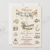 リトルフィッシャーマン魚釣りベビーシャワー 招待状 (正面)