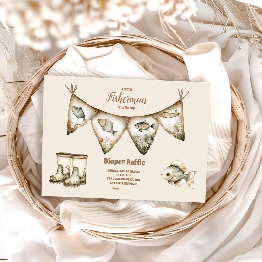 リトルフィッシャーマン魚釣りベビーシューウィディッパーラッフル エンクロージャーカード