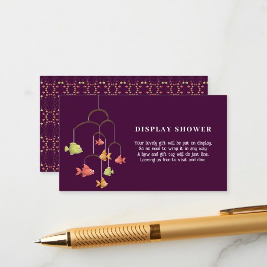 リトルフィッシュクリムゾンカラーベビーディスプレイシャワー エンクロージャーカード (正面/裏面インサイチュ)