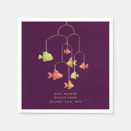 リトルフィッシュクリムゾンレッドベビーシャワー スタンダードカクテルナプキン