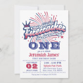 リトルフィレクラッカーは1つの7月4日誕生日 招待状 (正面)