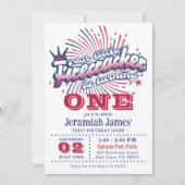 リトルフィレクラッカーは1つの7月4日誕生日 招待状 (正面)