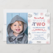 リトルフィレクラッカーレッドブルー2nd誕生日パーティー 招待状 (正面)