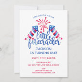 リトルフィレクラッカー水彩7月の4th誕生日 招待状 (正面)