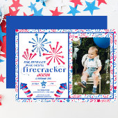 リトルフィレクラッカー赤白青写真誕生日 招待状