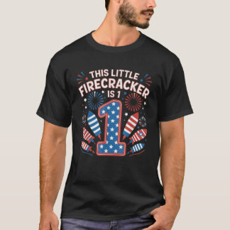 リトルフィレクラッカー1st誕生日ベビーs最初の4th o tシャツ