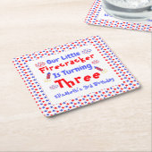 リトルフィレクラッカー3歳の誕生日 スクエアペーパーコースター (アングル)