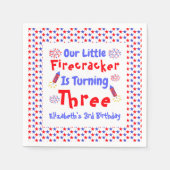リトルフィレクラッカー3歳の誕生日 スタンダードカクテルナプキン (正面)