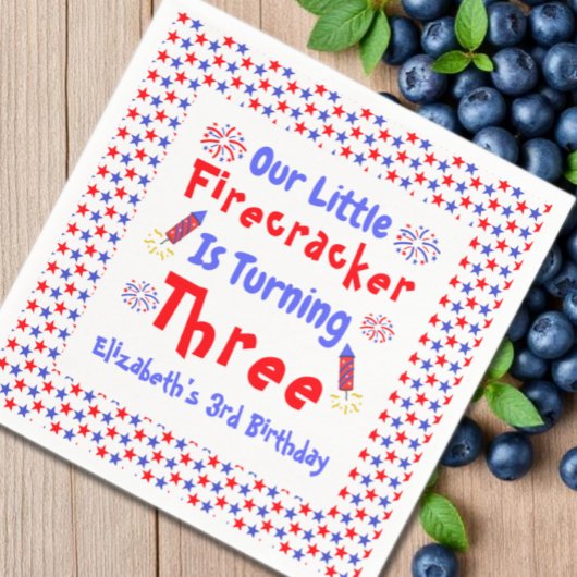 リトルフィレクラッカー3歳の誕生日 スタンダードカクテルナプキン