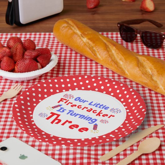 リトルフィレクラッカー3歳の誕生日 ペーパープレート (ピクニック)