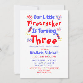 リトルフィレクラッカー3歳の誕生日 招待状