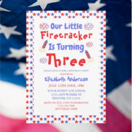 リトルフィレクラッカー3歳の誕生日 招待状