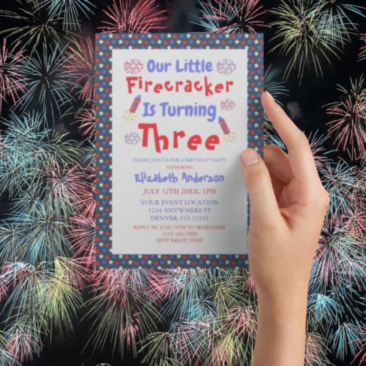 リトルフィレクラッカー3歳の誕生日 招待状