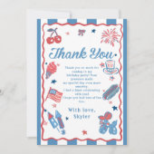 リトルフィレクラッカー4th Of 7月誕生日 サンキューカード (正面)