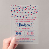 リトルフィレクラッカー7月1日の4th誕生日パーティー アクリル招待状 (インサイチュ (ポータブル))