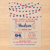 リトルフィレクラッカー7月1日の4th誕生日パーティー アクリル招待状 (正面)