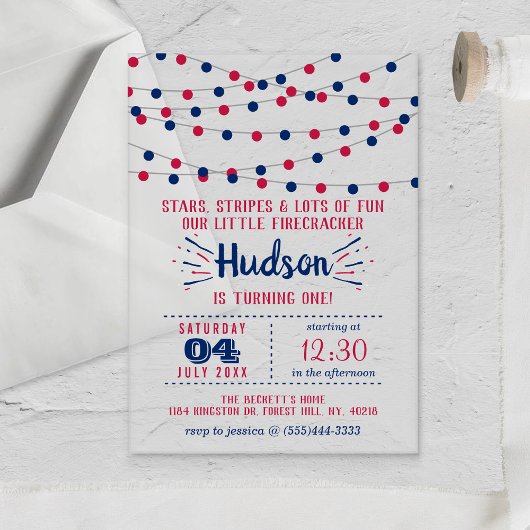 リトルフィレクラッカー7月1日の4th誕生日パーティー アクリル招待状