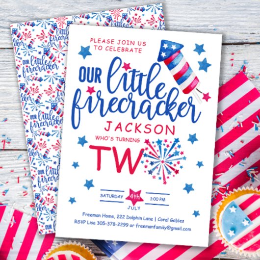 リトルフィレクラッカー7月2日の4th誕生日パーティー 招待状