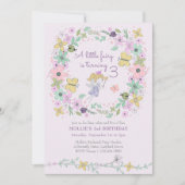 リトルフェアリーお洒落フラワーガーデンガール誕生日 招待状 (正面)