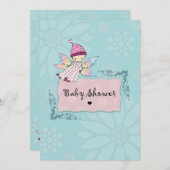 リトルフェアリーかわいいベビーガールベビーシャワー招待状 招待状 (正面/裏面)