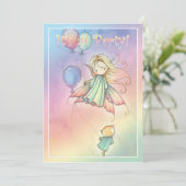 リトルフェアリーと猫のバースデーパーティ招待状 招待状 (スタンド正面)