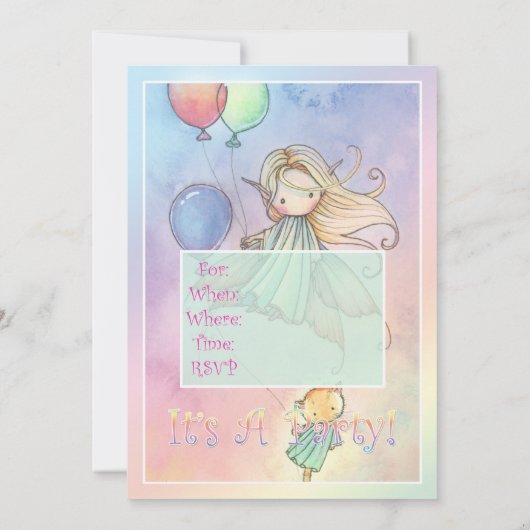 リトルフェアリーと猫のバースデーパーティ招待状 招待状 (裏面)