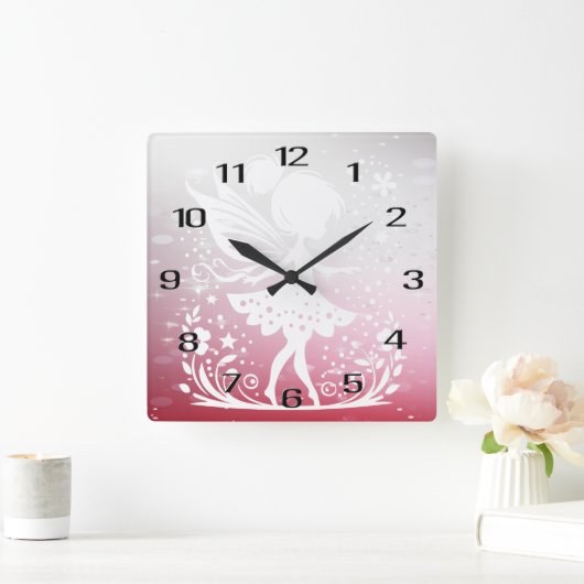 リトルフェアリーフローラウォールクロック スクエア壁時計 (ホーム)