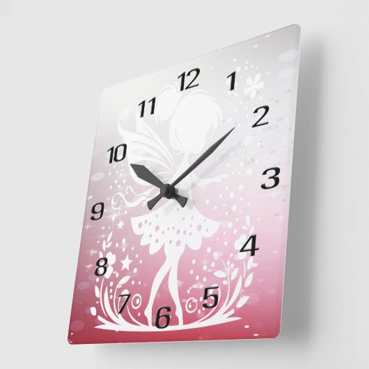 リトルフェアリーフローラウォールクロック スクエア壁時計 (傾斜)