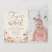 リトルフェアリーフローラガーデンフォトファースト誕生日 インビテーションポストカード (正面)