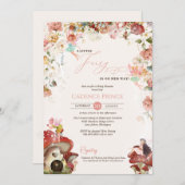 リトルフェアリーフローラガーデンベビーガールシャワー 招待状 (正面/裏面)