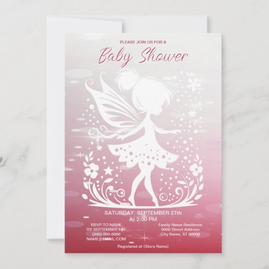 リトルフェアリーフローラベビーシャワー招待状 招待状 (正面)