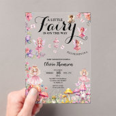 リトルフェアリーベビーシャワー赤面バラフローラピンク アクリル招待状 (インサイチュ (ポータブル))