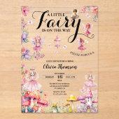 リトルフェアリーベビーシャワー赤面バラフローラピンク アクリル招待状 (正面)