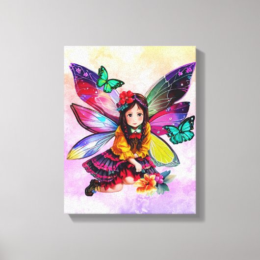リトルフェアリー保持フラワーキャンバス印刷 キャンバスプリント (正面)