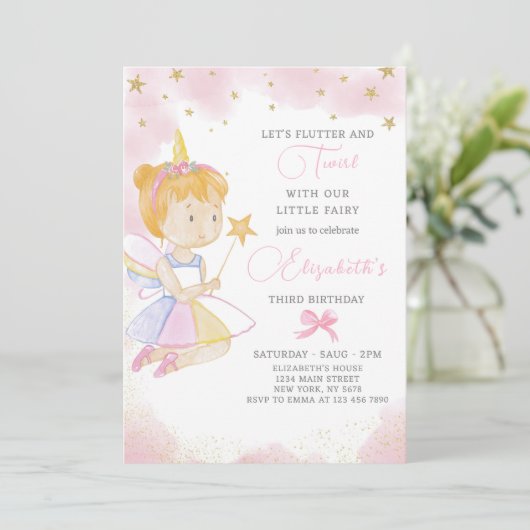 リトルフェアリー誕生日招待状 招待状 (スタンド正面)