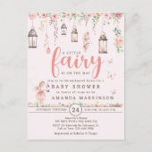 リトルフェアリー魅惑ピンクベビーシャワー招待状 ポストカード (正面)