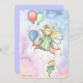 リトルフェアリー&キャットガールズバースデーパーティー招待状 招待状 (正面/裏面)