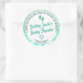 リトルフェッツライトティール(緑がかった色)グラデーションベビーシャワーの好意 ラウンドシール (バッグ)