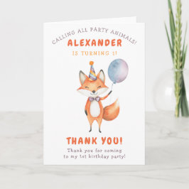 リトルフォックスの誕生日パーティー サンキューカード
