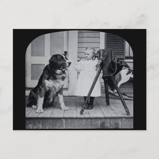リトルフォトグラファーと彼女の聖ベルナールヴィンテージ ポストカード (正面)