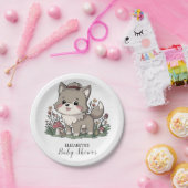 リトルフォレストウルフベビーシャワー ペーパープレート (パーティー)