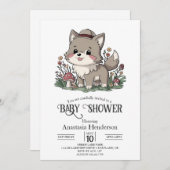 リトルフォレストウルフベビーシャワー 招待状 (正面/裏面)