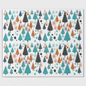 リトルフォレストティール(緑がかった色) – オレンジの包装紙 ラッピングペーパー (フラット)