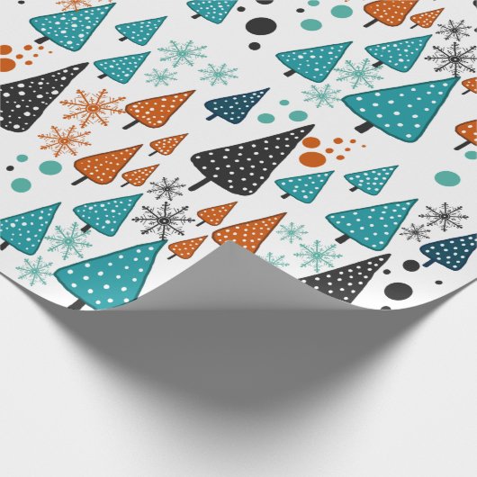 リトルフォレストティール(緑がかった色) – オレンジの包装紙 ラッピングペーパー (角)